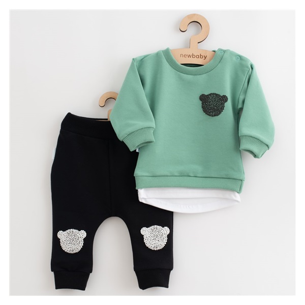 New Baby Brave Bear ABS Green Baby T-Shirt and Sweatpants Set, size 56 (0-3m)