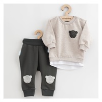 New Baby Brave Bear ABS Beige Baby T-Shirt and Sweatpants Set, size 56 (0-3m)