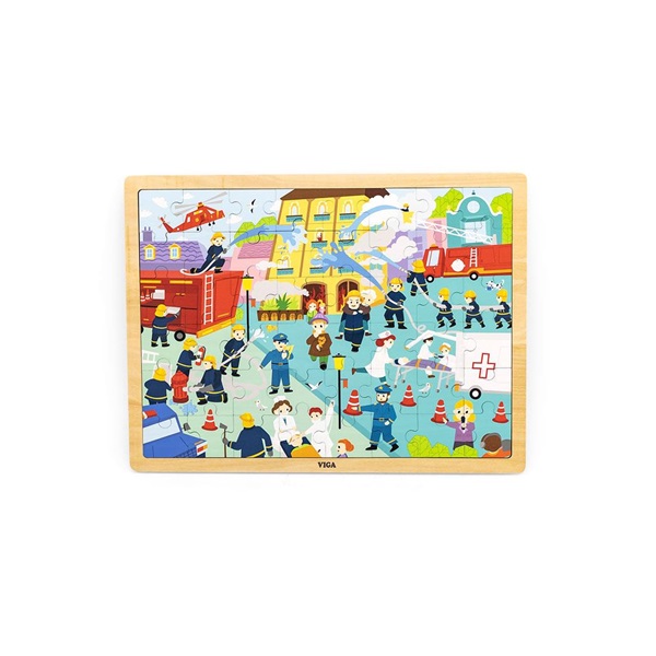 Wooden puzzle 48 pieces Viga Firefighters