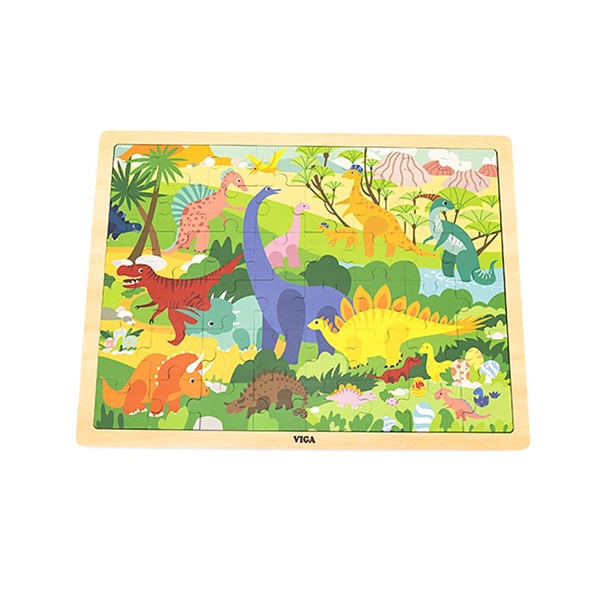 Wooden puzzle 48 pieces Viga Dinosaurs