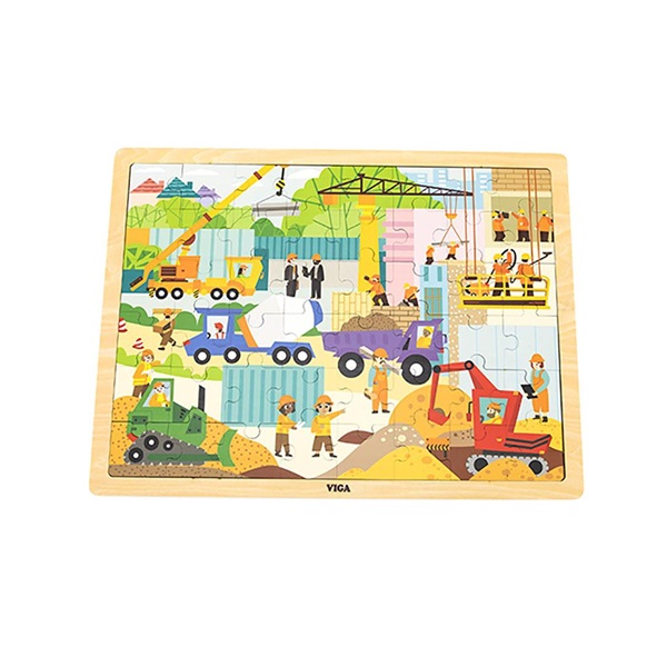 Wooden puzzle 48 pieces Viga Construction Machines