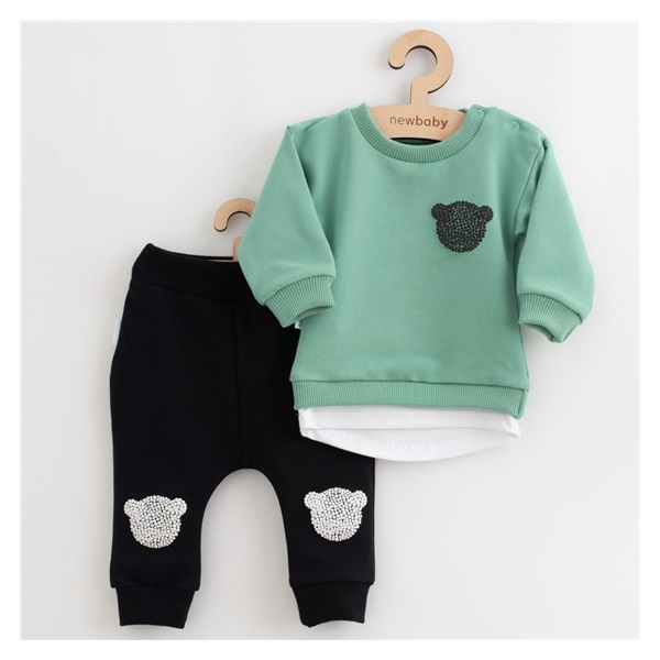 New Baby Brave Bear ABS Green Baby T-Shirt and Sweatpants Set, size 62 (3-6m)