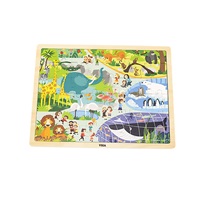 Children's wooden puzzle Viga Zoo 48 pieces