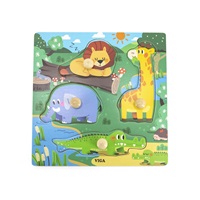 Children's wooden puzzle with handles Viga Wild Animals 4 pieces