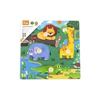 Children‘s wooden puzzle with handles Viga Wild Animals 4 pieces