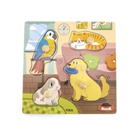 Children's wooden puzzle with handles Viga Pets 4 pieces