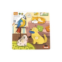 Children‘s wooden puzzle with handles Viga Pets 4 pieces