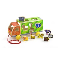 Wooden puzzle car with animals Viga