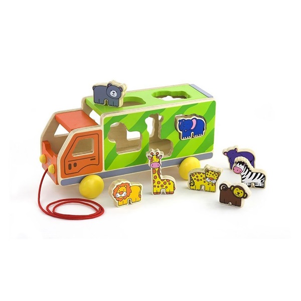 Wooden puzzle car with animals Viga