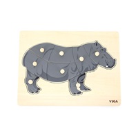 Children's wooden puzzle Montessori Viga Hippo