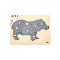 Children‘s wooden puzzle Montessori Viga Hippo
