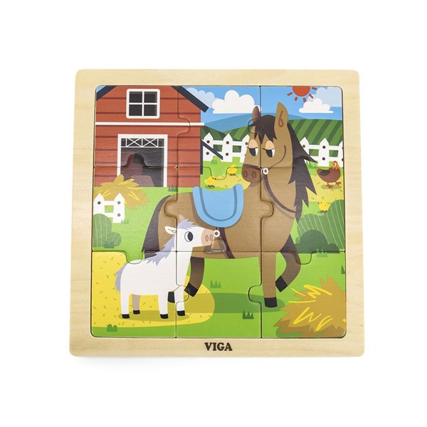 Wooden puzzle for kids Viga 9 pieces Horses