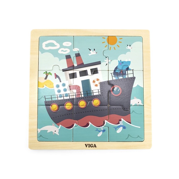 Wooden puzzle for kids Viga 9 pieces Ship