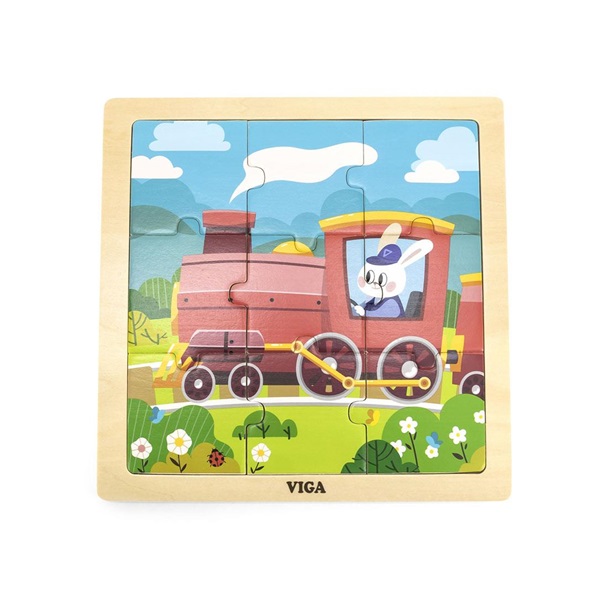Wooden puzzle for kids Viga 9 pieces Train