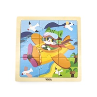 Wooden puzzle for kids Viga 9 pieces Airplane