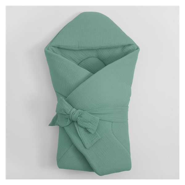 Muslin wrap with hood New Baby green