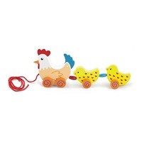 Wooden pull toy on a string Viga Chicken