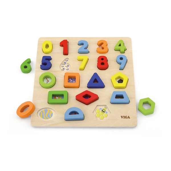 Wooden jigsaw Viga Numbers and shapes