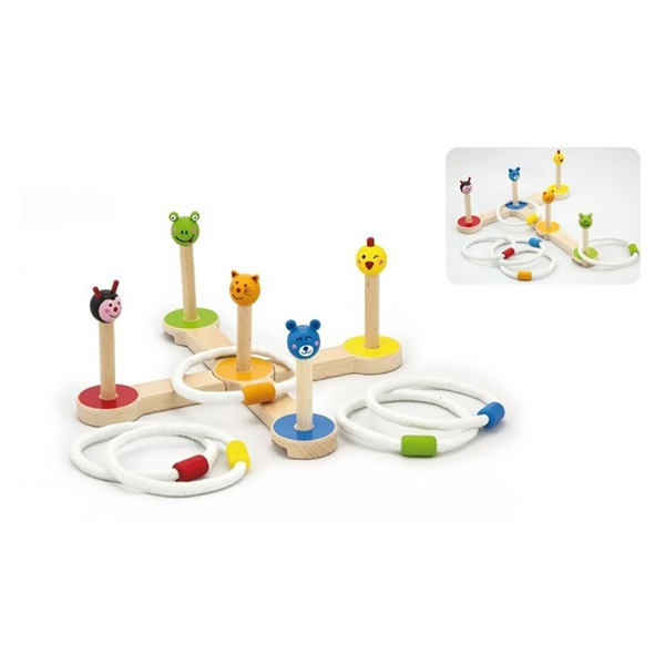 Wooden game Viga Throwing Rings