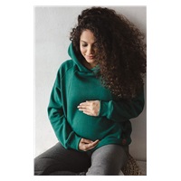 Maternity and nursing hoodie Motherhood oversize milk & love green, size M