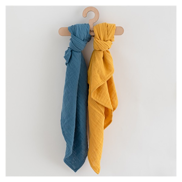 Muslin nappies New Baby 60x80 cm 2 pcs blue, mustard