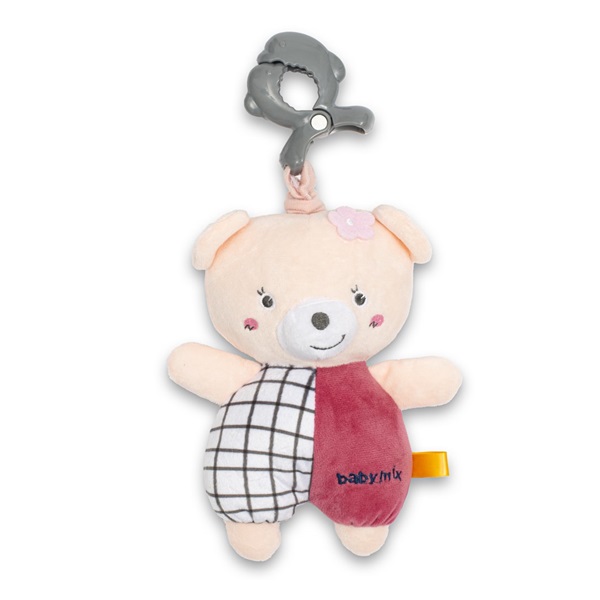 Baby Mix Teddy Bear pink plush toy with toy machine and clip