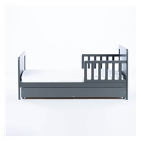 Drewex Olek 140x70 cm graphite children‘s bed with barrier and drawer