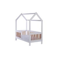 Children‘s beech house bed with railing and slatted frame Drewex Casa Bambini 160x80x174 cm