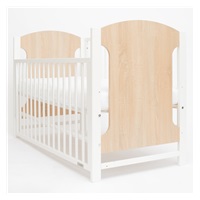 New Baby MIA crib with pull-down sidewall oak