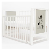 Baby cot New Baby BEA Zebra with removable sidewall white-grey