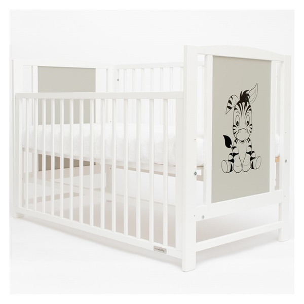 Baby cot New Baby BEA Zebra with removable sidewall white-grey