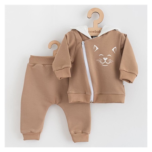 Baby Sweatpants and Sweatshirt New Baby Animals Cat beige, size 74 (6-9m)