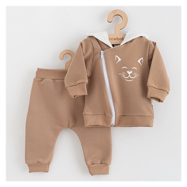 Baby Sweatpants and Sweatshirt New Baby Animals Cat beige, size 80 (9-12m)