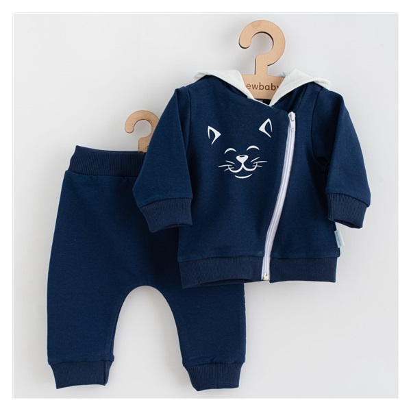 Baby Sweatpants and Sweatshirt New Baby Animals Cat blue, size 86 (12-18m)