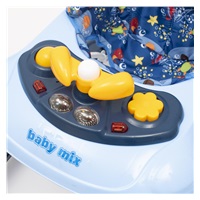 Baby Mix baby walker with steering wheel and silicone wheels dark blue