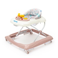 Baby Mix baby walker with steering wheel and silicone wheels pink