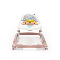 Baby Mix baby walker with steering wheel and silicone wheels pink