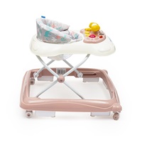 Baby Mix baby walker with steering wheel and silicone wheels pink