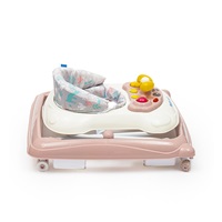 Baby Mix baby walker with steering wheel and silicone wheels pink