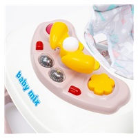 Baby Mix baby walker with steering wheel and silicone wheels pink