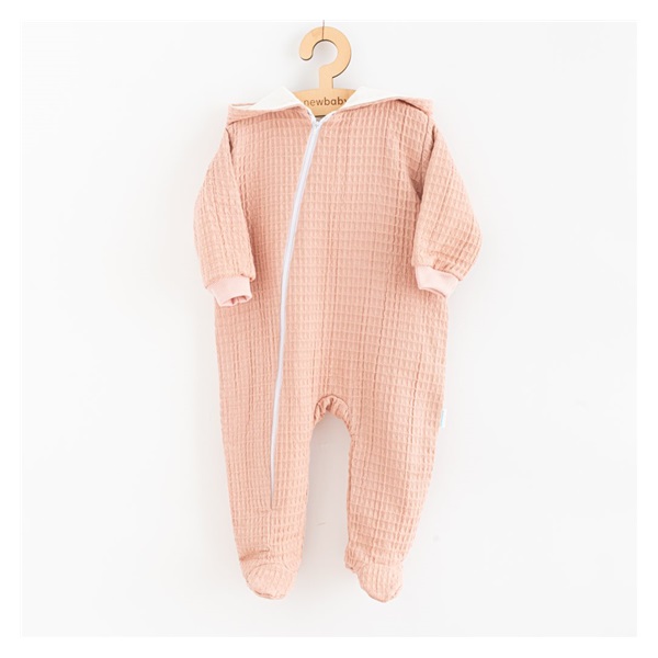 Baby Muslin Jumpsuit with Hood New Baby Comfort clothes pink, size 62 (3-6m)