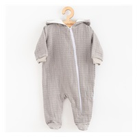 Baby Muslin Jumpsuit with Hood New Baby Comfort clothes grey, size 68 (4-6m)