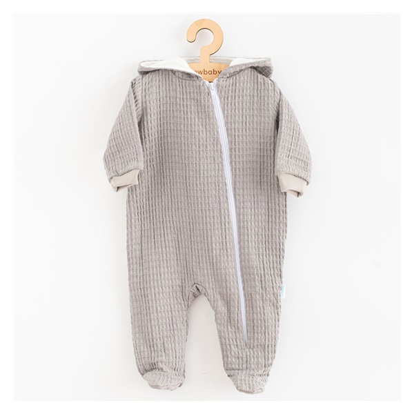 Baby Muslin Jumpsuit with Hood New Baby Comfort clothes grey, size 68 (4-6m)