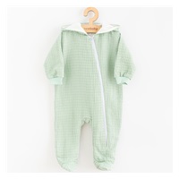 Baby Muslin Jumpsuit with Hood New Baby Comfort clothes sage, size 68 (4-6m)