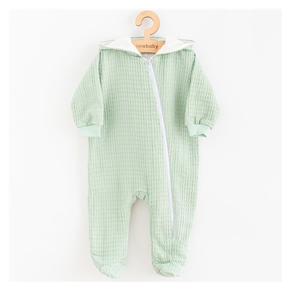 Baby Muslin Jumpsuit with Hood New Baby Comfort clothes sage, size 68 (4-6m)