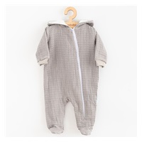 Baby Muslin Jumpsuit with Hood New Baby Comfort clothes grey, size 74 (6-9m)