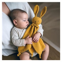 Muslin cuddly toy New Baby Rabbit mustard