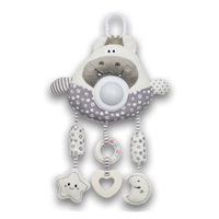 Plush hippo hanging toy with light and music