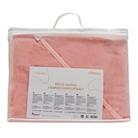 Baby terry towel with hood New Baby Comfortably 80x80 cm pink