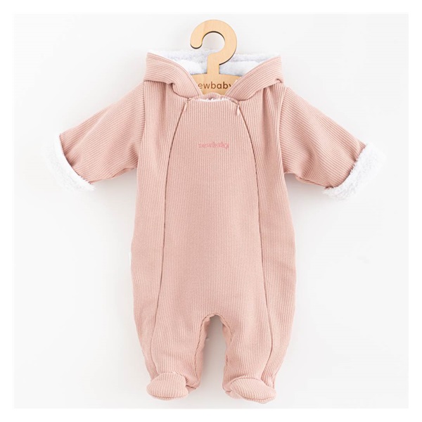 New Baby Frosty pink baby jumpsuit with hood, size 56 (0-3m)